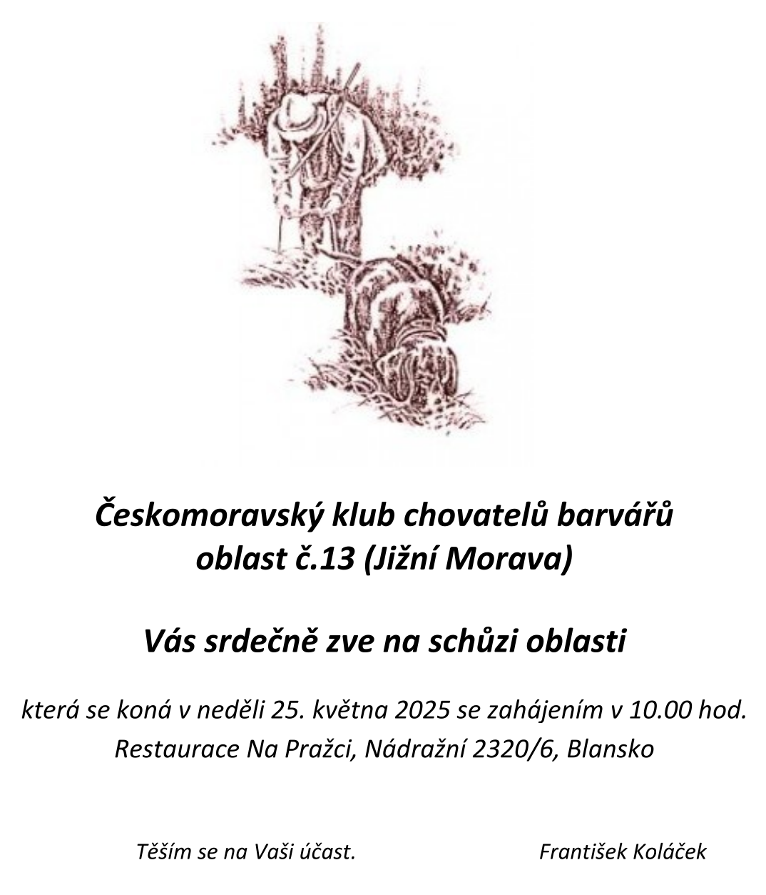 Pozvánka na schůzi oblasti č. 13